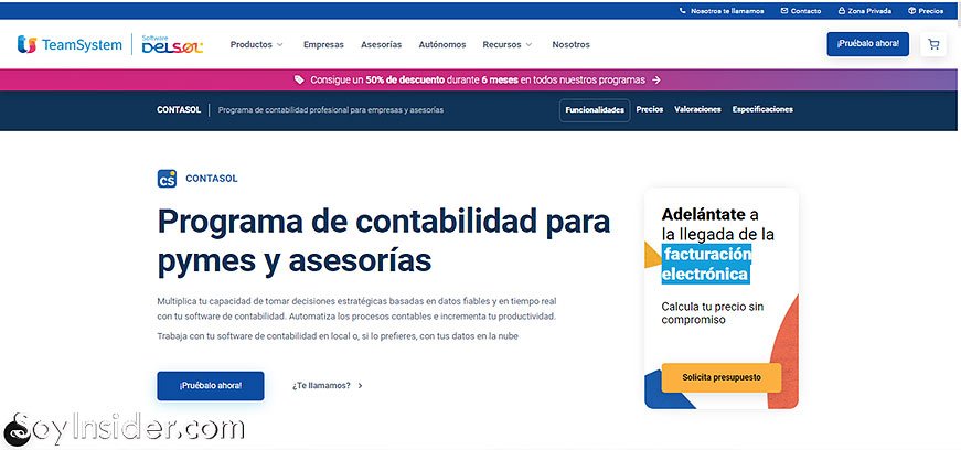 Captura de pantalla de Software Delsol, es un programa gratuito que resuelve las necesidades contables de empresas o asesorÃ­as.