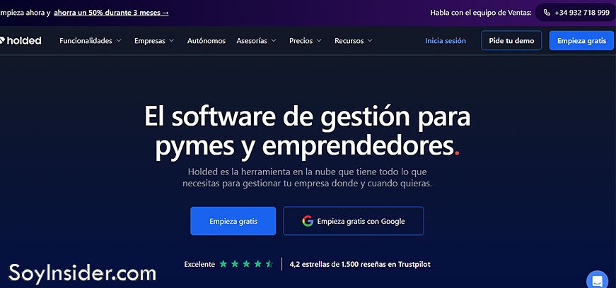 Captura de pantalla de Holded, es un Software de GestiÃ³n Fiscal en la nube que combina facturaciÃ³n, contabilidad y gestiÃ³n empresarial.