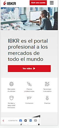 Los Mejores Brokers, imagen de captura de pantalla del broker Interactive Brokers IBKR en dispositivos mÃ³viles