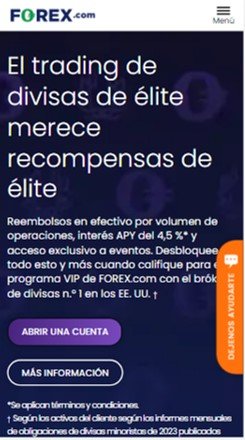 mejores brokers para principiantes, en la imagen captura de pantalla del broker Forex.com