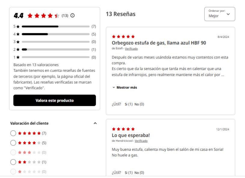 opiniones sobre la Orbegozo HBF 90 Estufa de Butano enmediamarkt